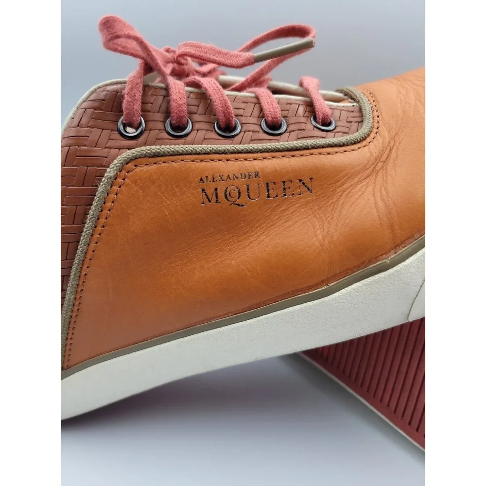 Puma Alexander McQueen Tan Woven Leather Sneakers 356139-02 Men's Size 10 MCQ